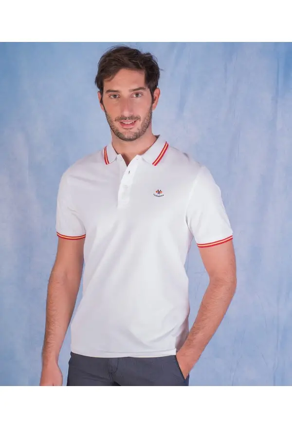 POLO C/BANDERA LA ESPANOLA BLANCO