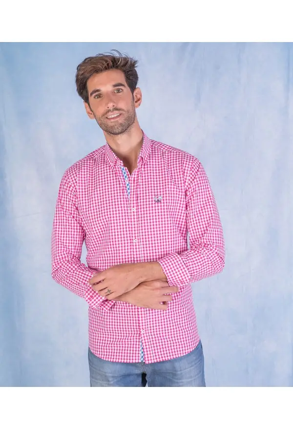 CAMISA CUADRO ME LA VESPITA FUXIA