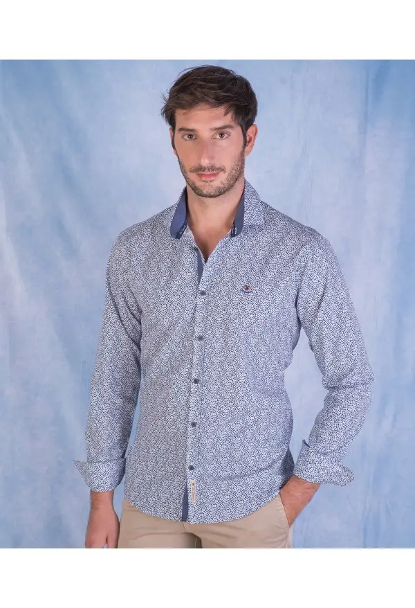 CAMISA HOJAS LA ESPAÑOLA AZUL