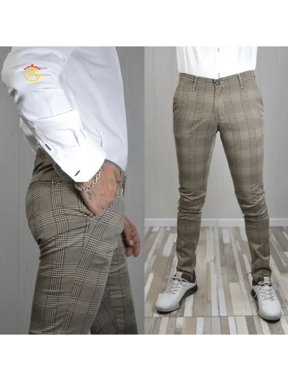 PANT CUADROS KST CAMEL