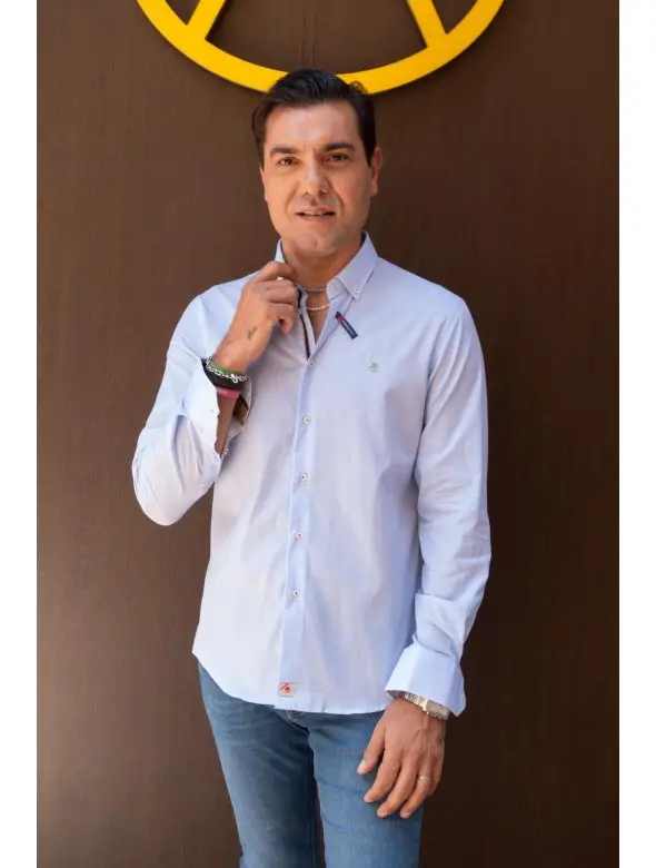CAMISA MIL RAYAS  CELESTE