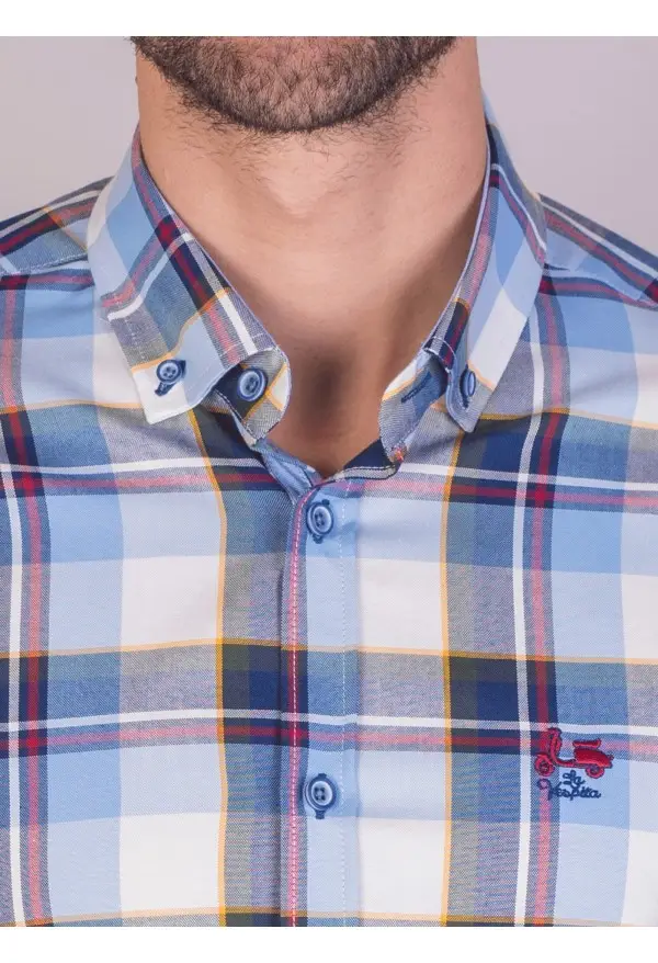 CAMISA CUADRO 97 LA VESPITA CELESTE