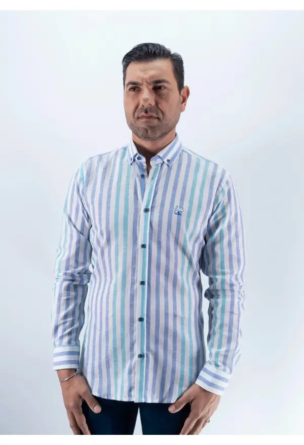 CAMISA RAYA ANCHA 1 LA VESPITA TURQUESA