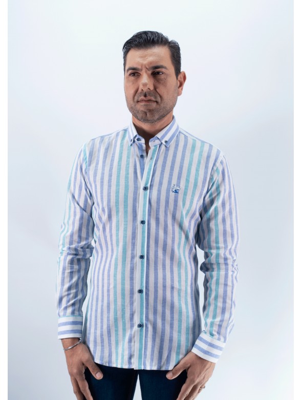 CAMISA RAYA ANCHA 1 LA VESPITA TURQUESA