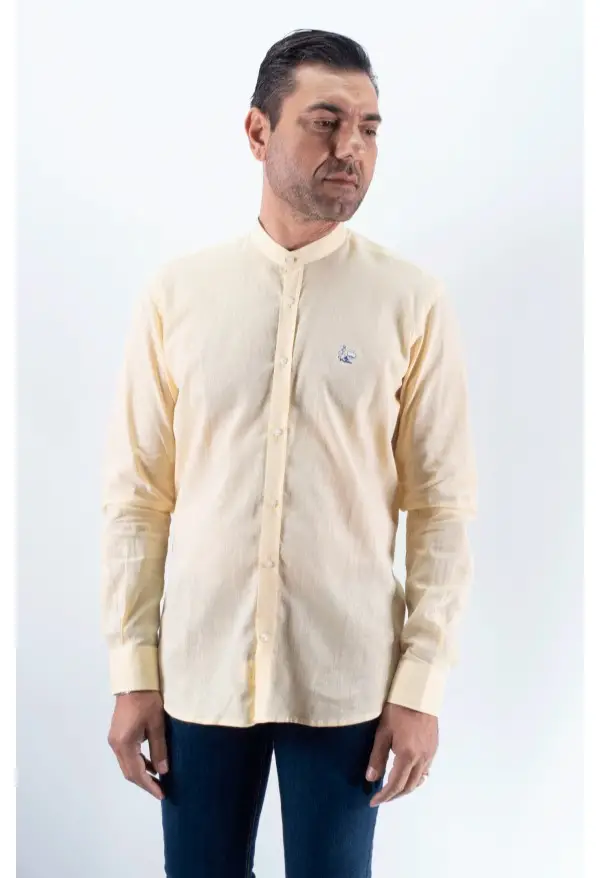 CAMISA CUELLO MAHO LINO LA VESPITA AMARILLO