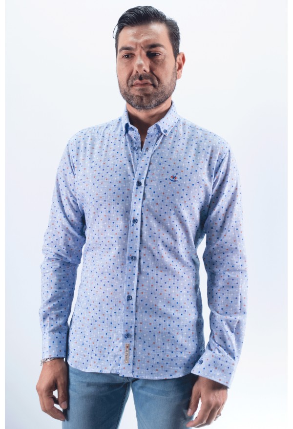 CAMISA LUNARES LA ESPAÑOLA  CELESTE