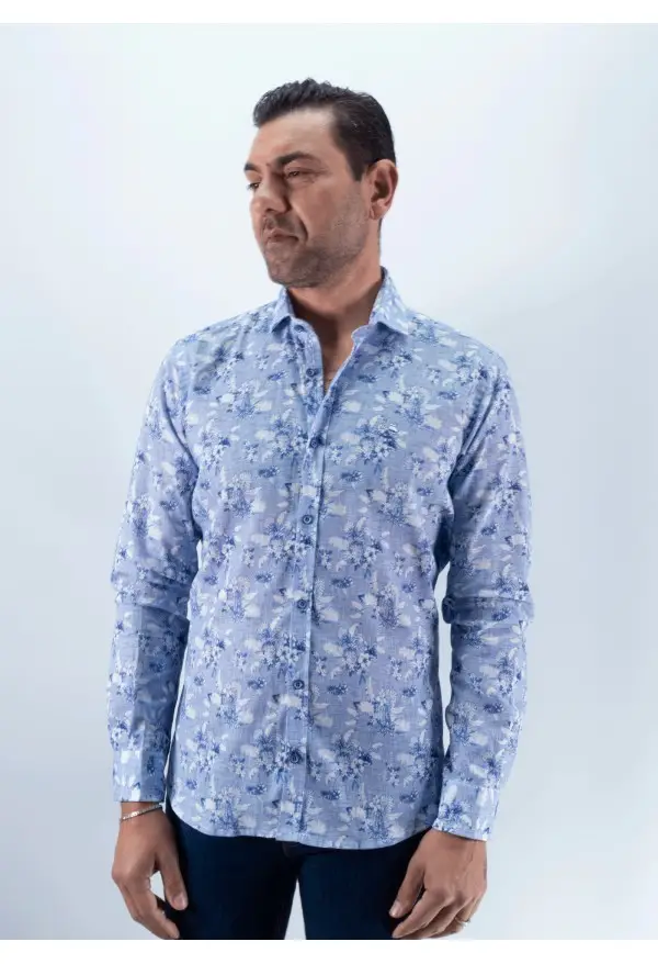 CAMISA PIÑA LA VESPITA CELESTE