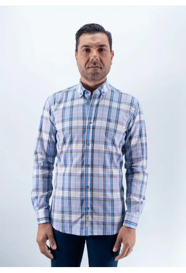 CAMISA CUADRO 70 LA ESPAÑOLA CELESTE
