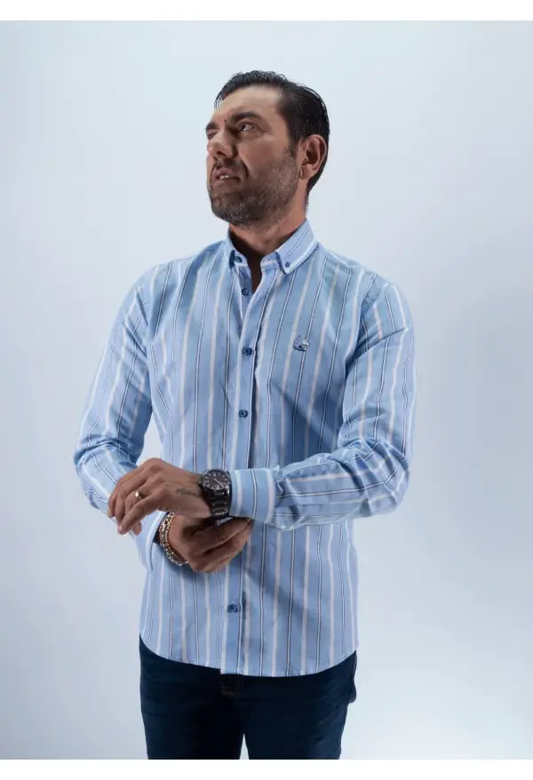 CAMISA RAYAS MOTRIL LA VESPITA CELESTE