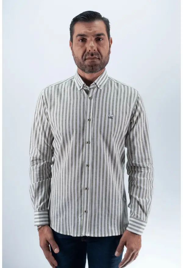 CAMISA RAYAS LISBOA LA VESPITA KAKI