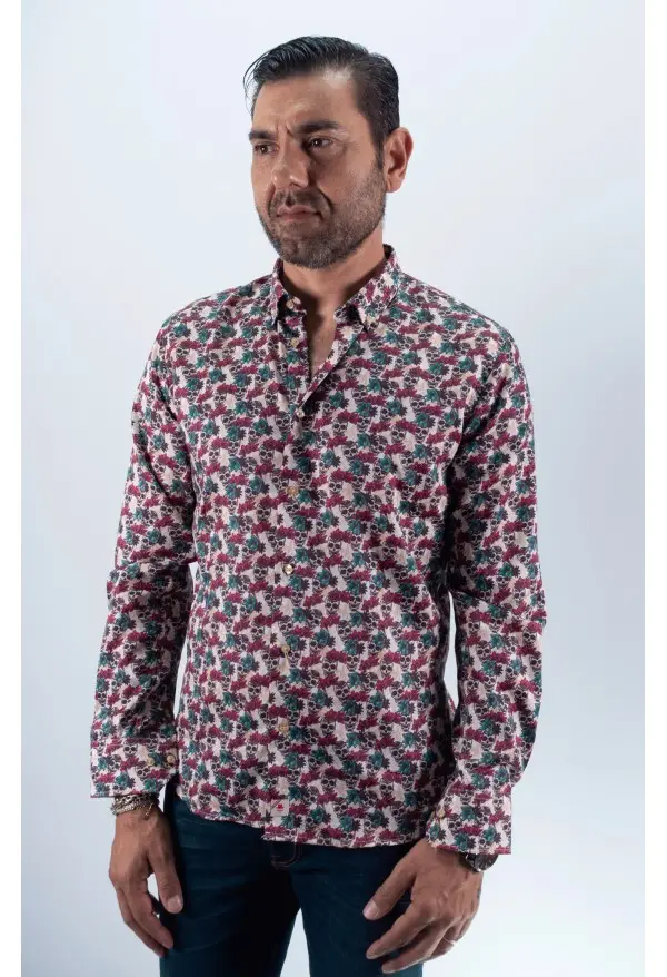 CAMISA SKULL FLOR  BURDEOS