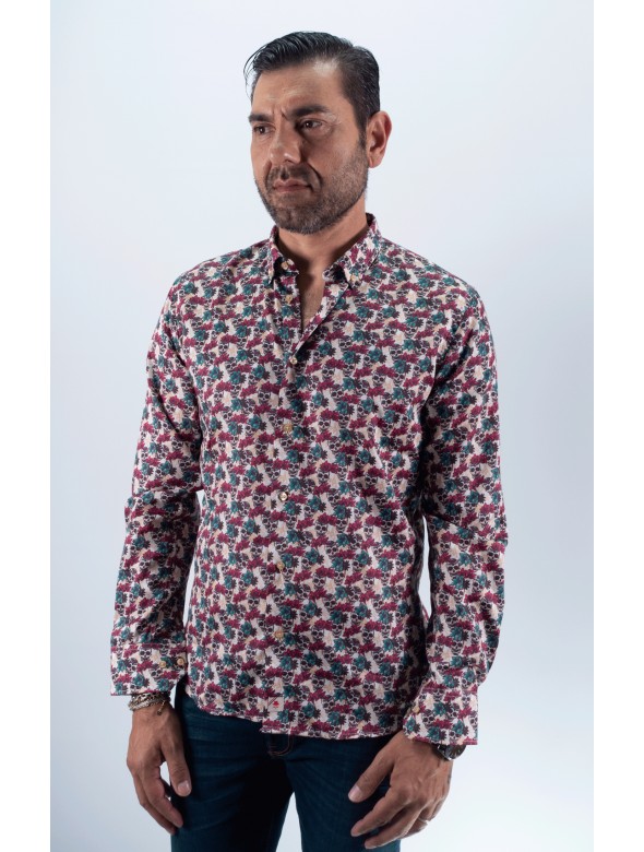 CAMISA SKULL FLOR  BURDEOS