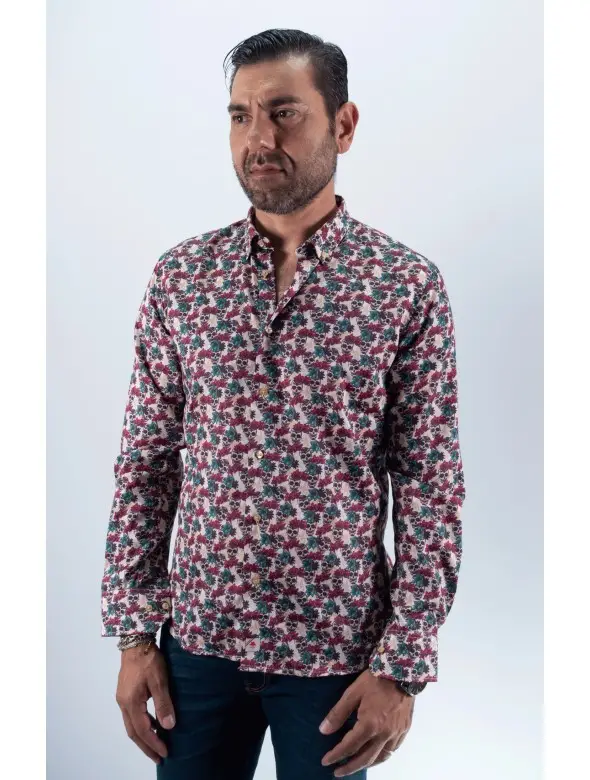 CAMISA SKULL FLOR  BURDEOS