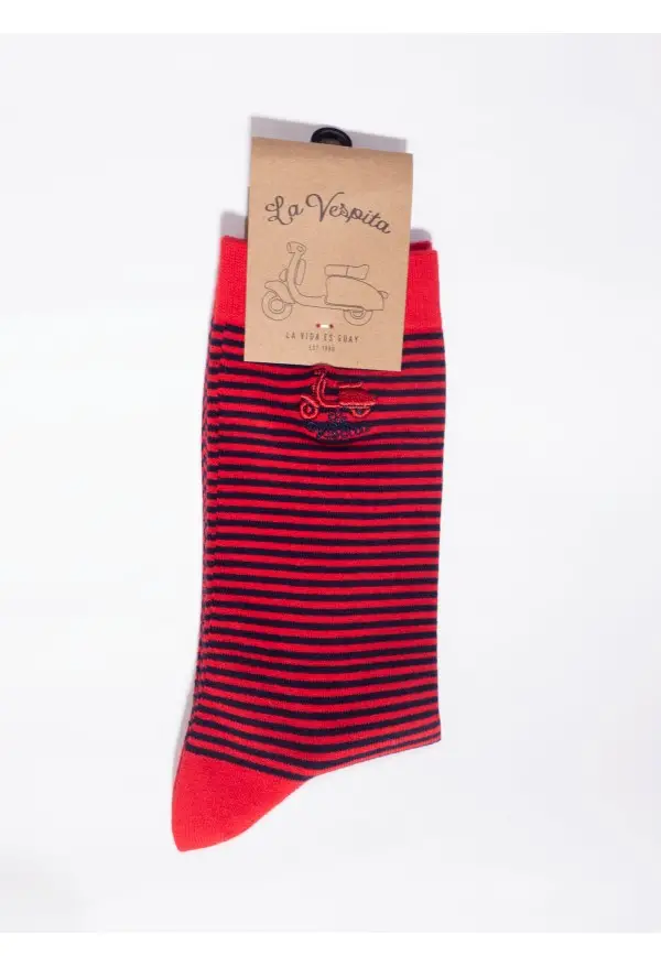 CALCETIN RAYAS LA VESPITA ROJO