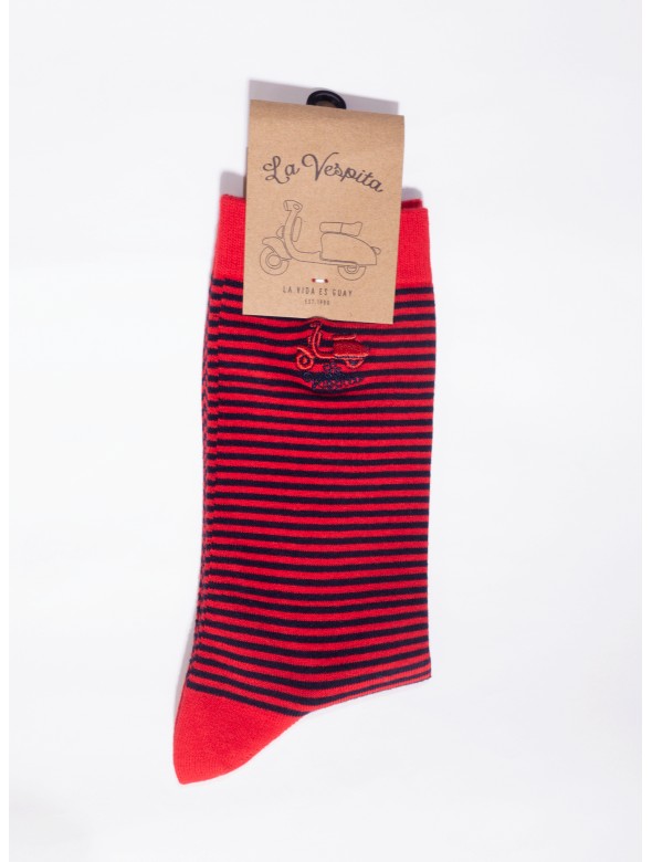 CALCETIN RAYAS LA VESPITA ROJO