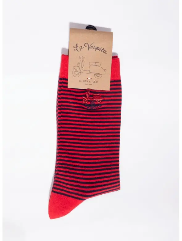 CALCETIN RAYAS LA VESPITA ROJO
