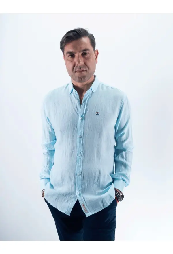 CAMISA LINO LA ESPAÑOLA TURQUESA