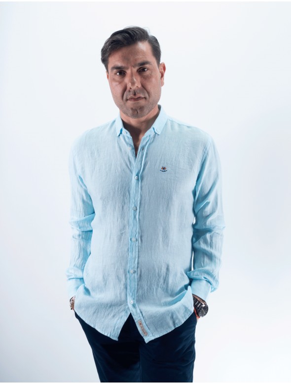 CAMISA LINO LA ESPAÑOLA TURQUESA