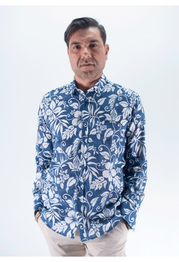 CAMISA CRISANTEMOS LA VESPITA MARINO