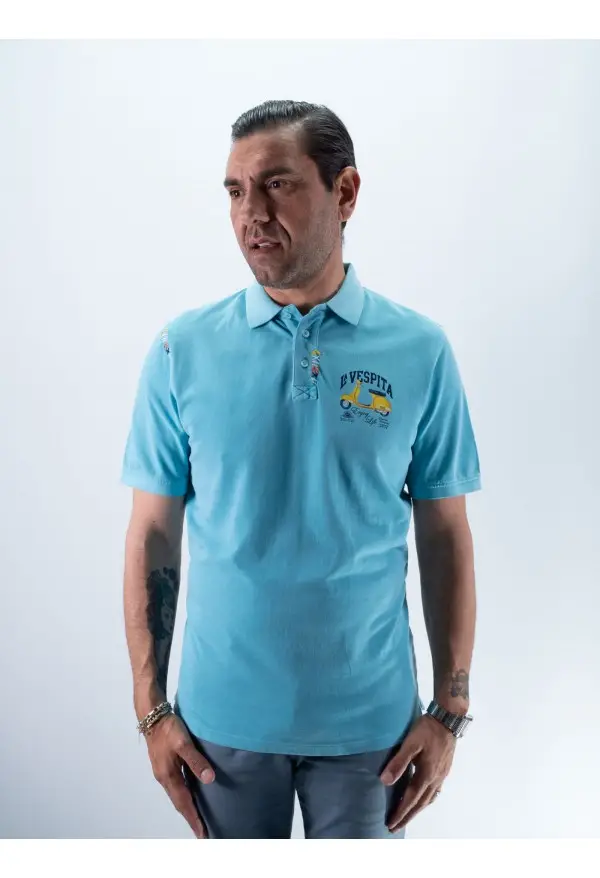 POLO PESPUNTE LA VESPITA TURQUESA