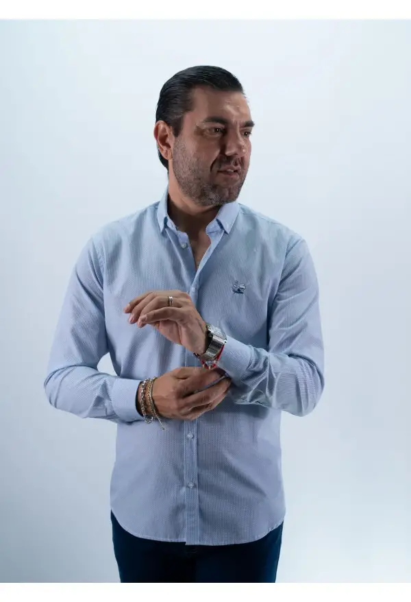 CAMISA MANZANILLA LA VESPITA CELESTE