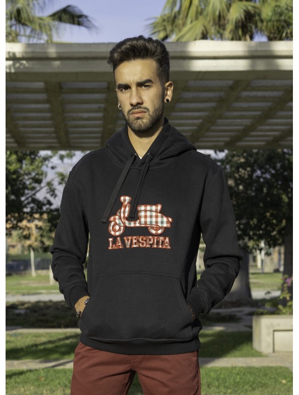 Sudadera La Vespita marino sin bolsillo cuadro vichy | J.L. Arenas