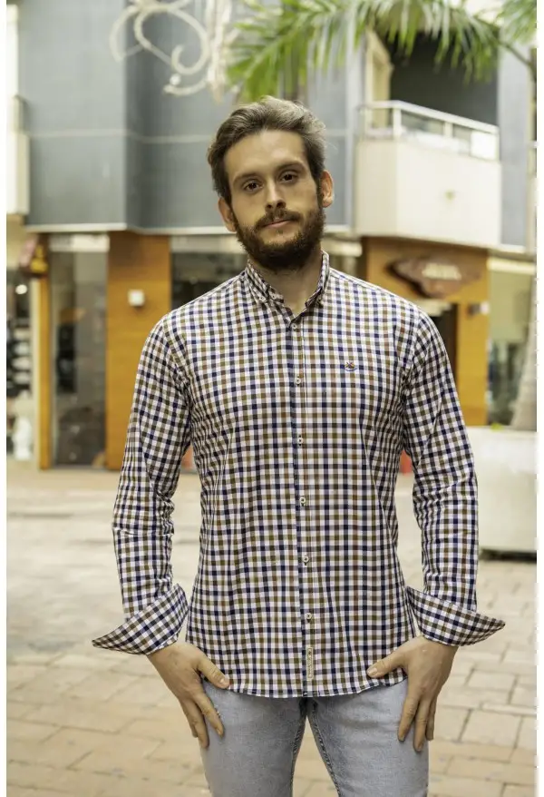 CAMISA CUADROS ME LA ESPANOLA MARRÓN