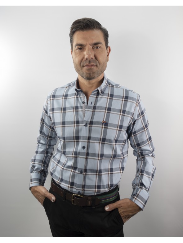 CAMISA CUADRO 32 LA ESPANOLA CELESTE