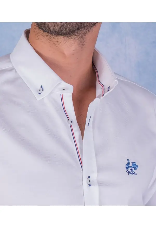 CAMISA OXFORD LISTAS LA VESPITA BLANCO