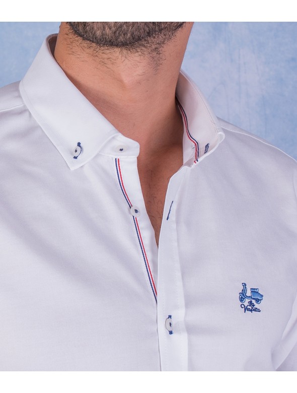 CAMISA OXFORD LISTAS LA VESPITA BLANCO