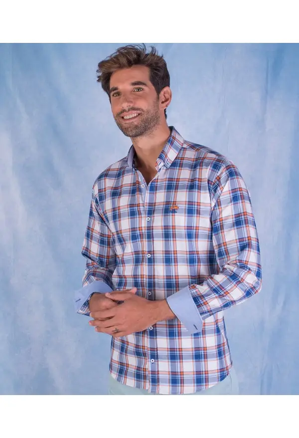 CAMISA CUADRO 37 LA VESPITA NARANJA