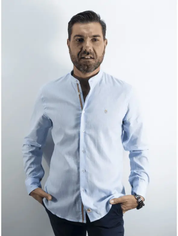 CAMISA C/MAHO KST  CELESTE